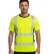 Koszulka t-shirt Exeter żółty zaprezentowana na modelu, widok z przodu. Odzież posiada