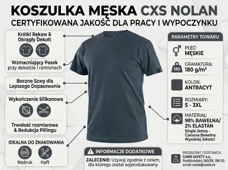 T-shirt roboczy CXS Nolan w kolorze antracytowym