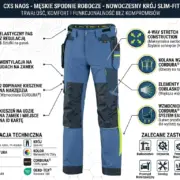 Męskie spodnie do pasa CXS Naos w kolorze niebieskim