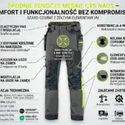 Spodnie do pasa Naos szaro-żółte