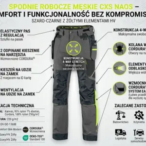 Spodnie do pasa Naos szaro-żółte