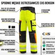 Męskie spodnie odblaskowe CXS Benson