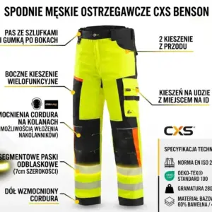 Męskie spodnie odblaskowe CXS Benson