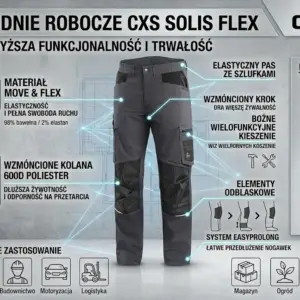Męskie spodnie do pasa CXS Solis Flex