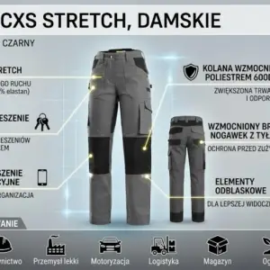 Spodnie do pasa stretch damskie szare CXS