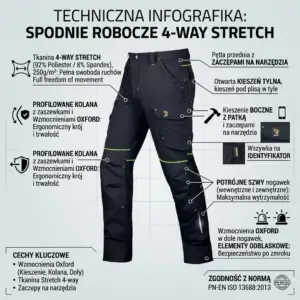 Czarne spodnie do pasa Trekpol