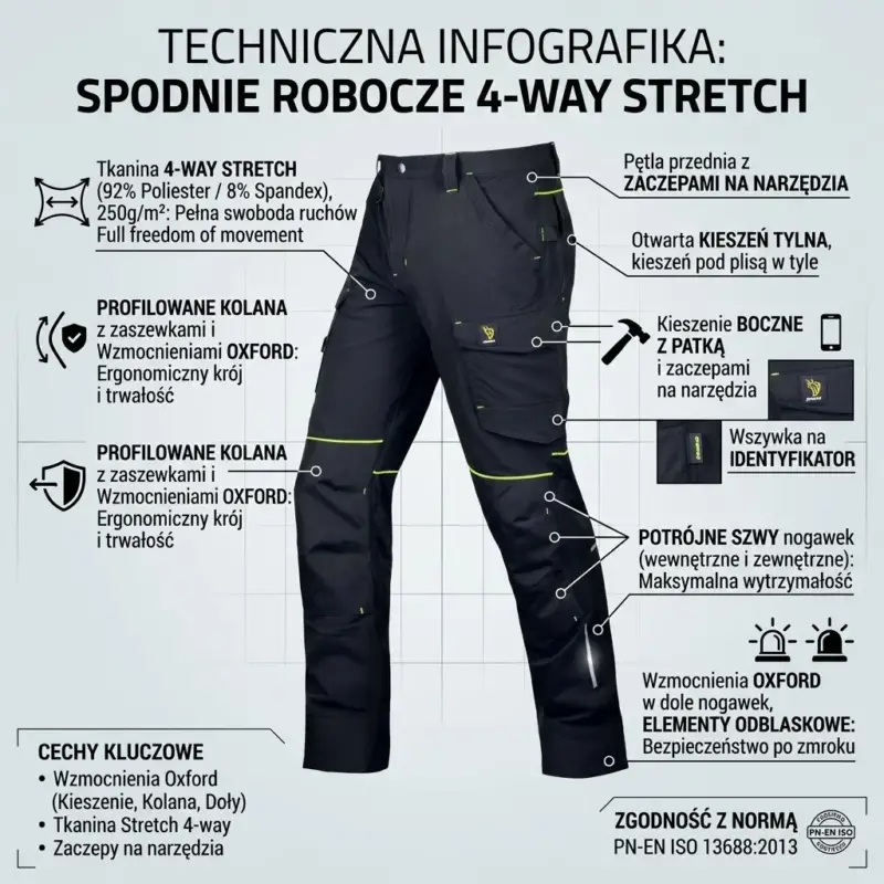 Czarne spodnie do pasa Trekpol