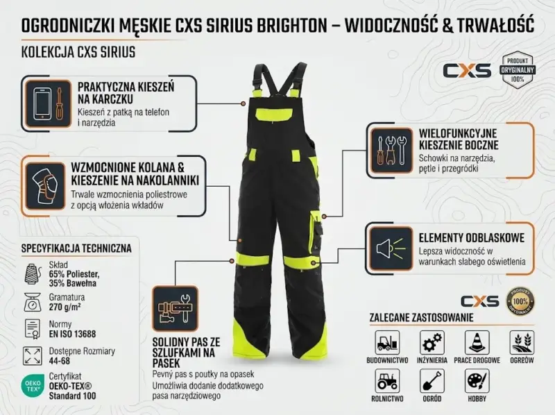 Spodnie ogrodniczki CXS Sirius Brighton