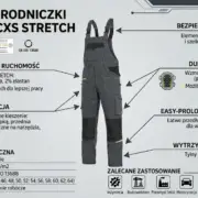 Męskie spodnie ogrodniczki CXS Stretch w kolorze ciemnoszarym