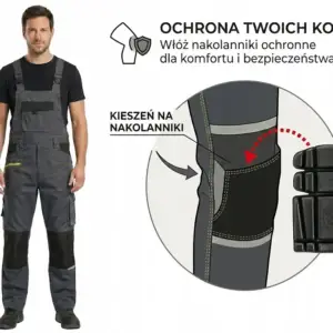 Spodnie ogrodniczki stretch ciemnoszary