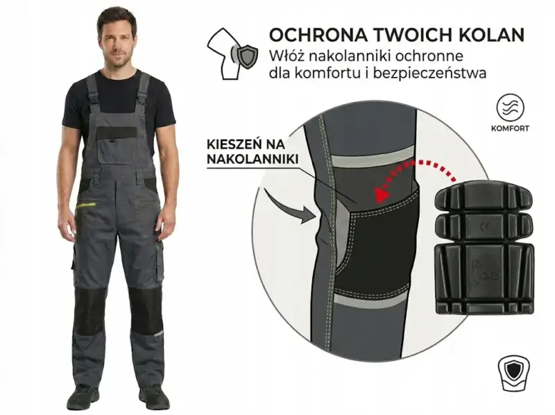 Spodnie ogrodniczki stretch ciemnoszary