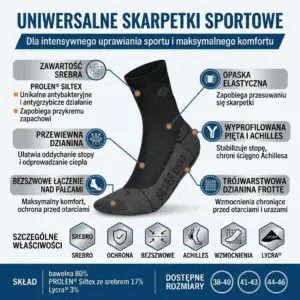 Skarpety antybakteryjne ATHLETIC SILVER