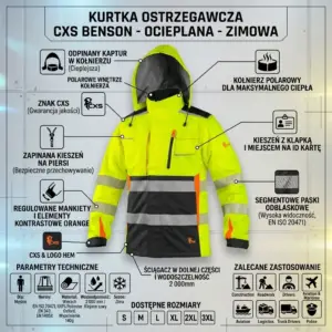 Ocieplana kurtka ostrzegawcza CXS Benson w kolorze żółto-czarnym