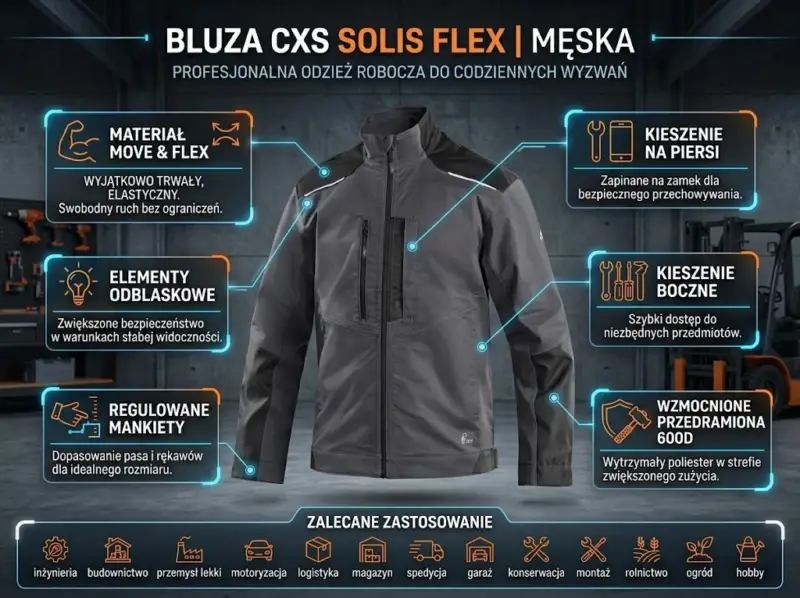 Szaro-czarna bluza CXS Solis Flex