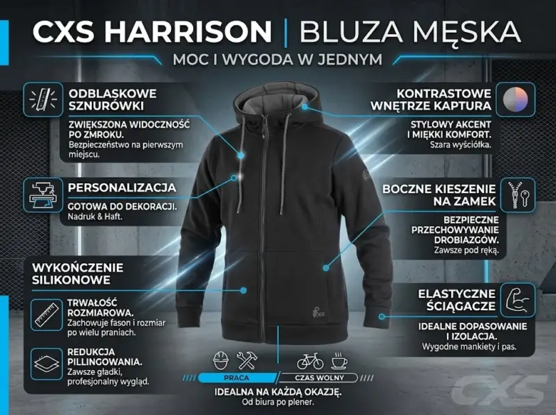 Bluza z kapturem Harrison czarno-szary