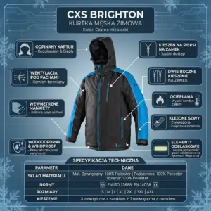 Zimowa kurtka ochronna BRIGHTON czarno-niebieska