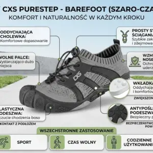 Szaro-czarne buty barefoot CXS Purestep