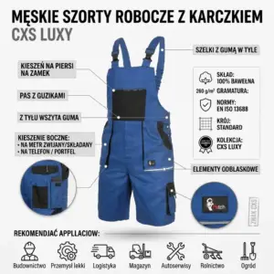 Szorty monterskie z karczkiem DENIS