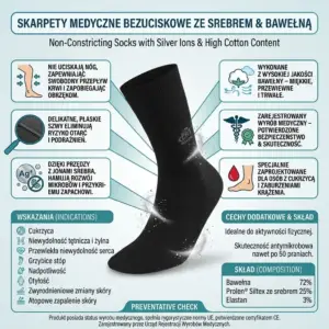 Czarne skarpetki zdrowotne DEOMED COTTON SILVER