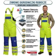 Ocieplane spodnie robocze odblaskowe ogrodniczki żółte HV