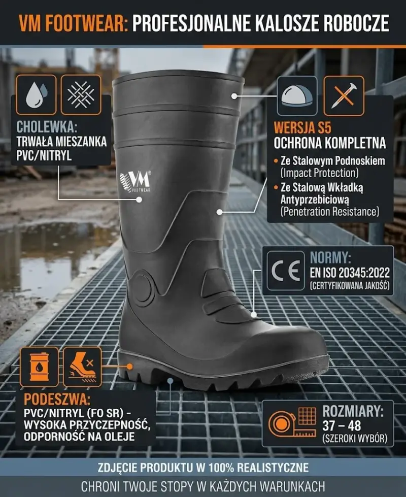 Czarne kalosze Osaka S5 marki VM Footwear