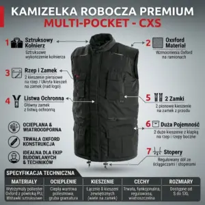 Czarna kamizelka ocieplana Ohio