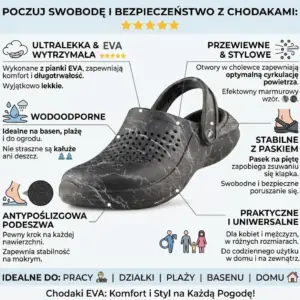 Klapki Trend czarne w marmurkowy wzór