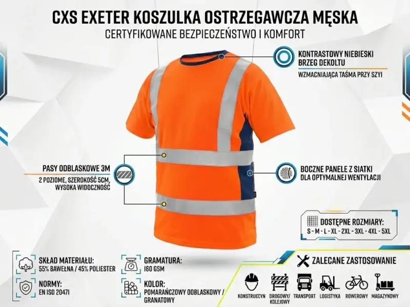 Męska koszulka T-shirt CXS Exeter w kolorze pomarańczowym
