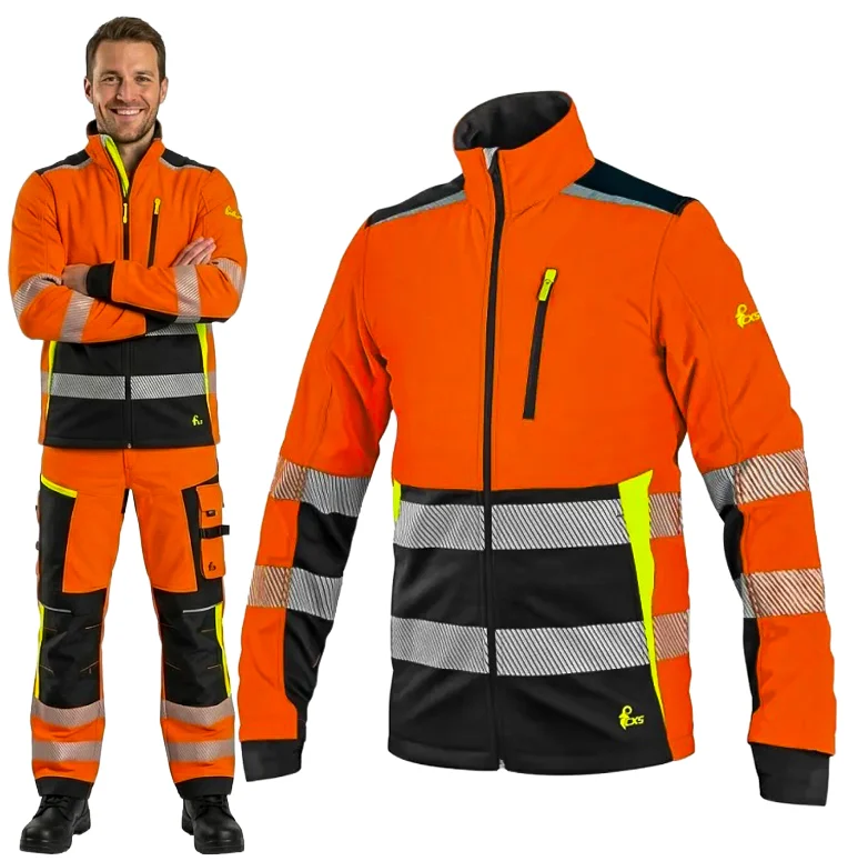 Kurtka ostrzegawcza softshell CXS Benson wodoodporna pomarańczowo-czarna 300 g/m2
