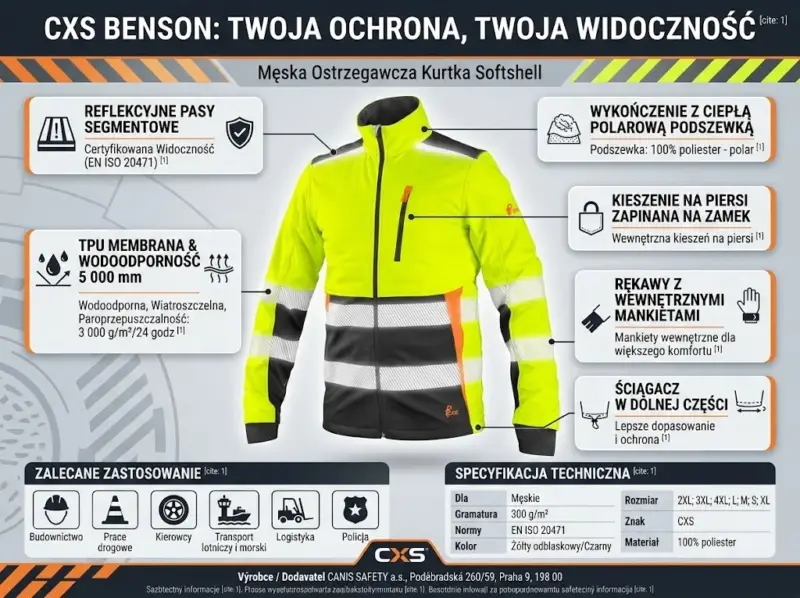 Kurtka Benson ostrzegawcza żółta