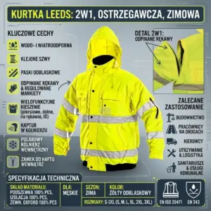 LEEDS KURTKA OCIEPLANA ODBLASKOWA ŻÓŁTA