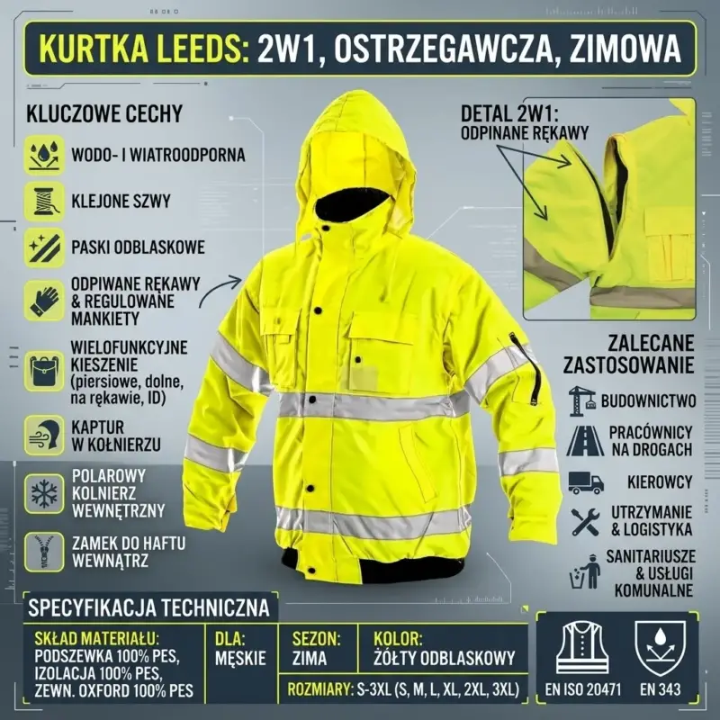 LEEDS KURTKA OCIEPLANA ODBLASKOWA ŻÓŁTA