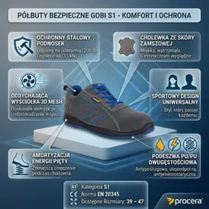 Szaro-niebieskie obuwie bezpieczne GOBI S1