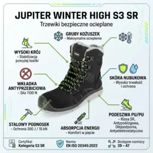 Trzewiki ocieplane Jupiter S3 Zimowy