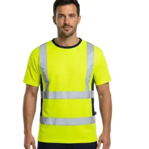 Koszulka ostrzegawcza T-shirt CXS EXETER żółto-niebieska - detal 2