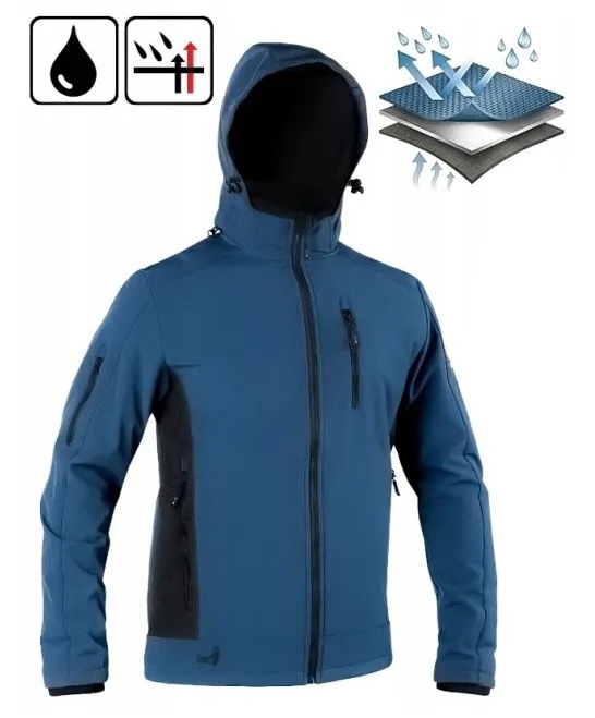 Kurtka softshell CXS Durham niebieska – wodoodporna i wiatroszczelna - detal 6