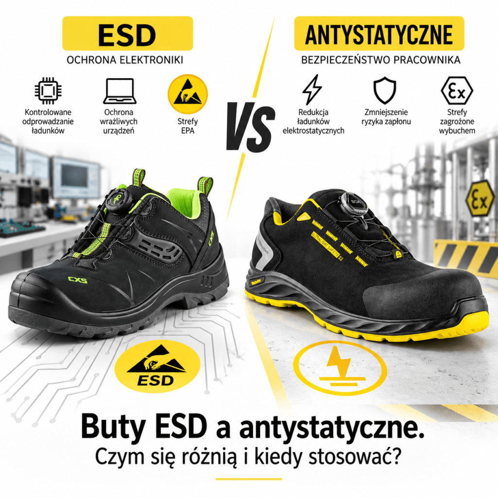 Buty ESD a antystatyczne. Czym się różnią i kiedy stosować?