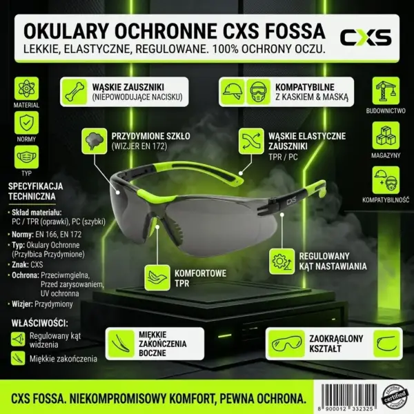 Okulary ochronne FOSSA przydymione