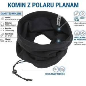 Czarny komin polarowy Planam