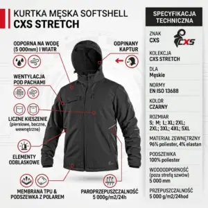 Czarna kurtka robocza softshell CXS