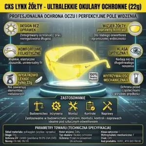 Okulary ochronne LYNX żółte