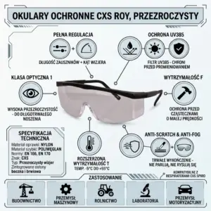 Przezroczyste okulary ochronne ROY CXS