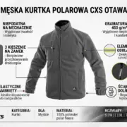 Gruby polar roboczy CXS Otawa szary ocieplany 450g/m2 z powłoką antypillingową Kat. I