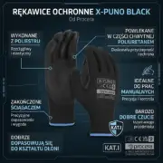 Infografika X-PUNO BLACK Procera: materiał, powłoka i cechy rękawic